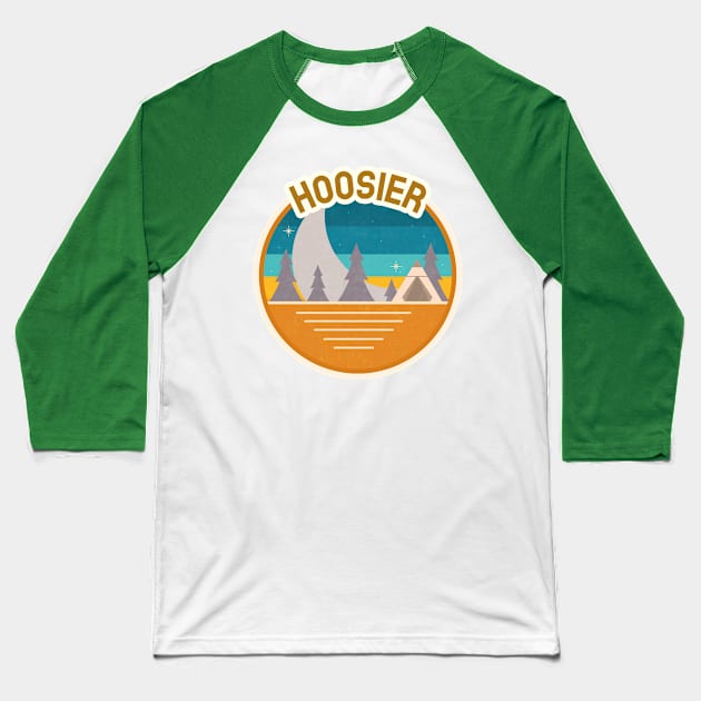 Hoosier Forest Camping Hiking and Backpacking through National Parks, Lakes, Campfires and Outdoors Baseball T-Shirt by AbsurdStore